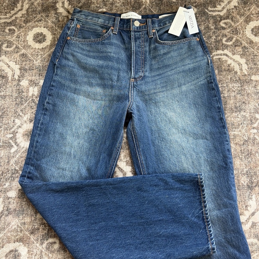 Aritzia Denim Forum Jeans Womens 27 The Joni High Rise Loose Blue Button Fly 29L